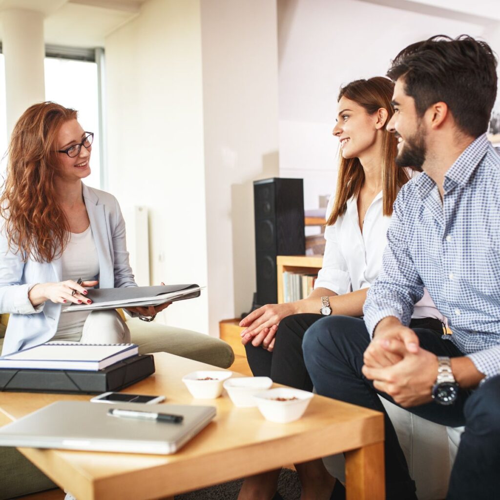 Client with real estate agent