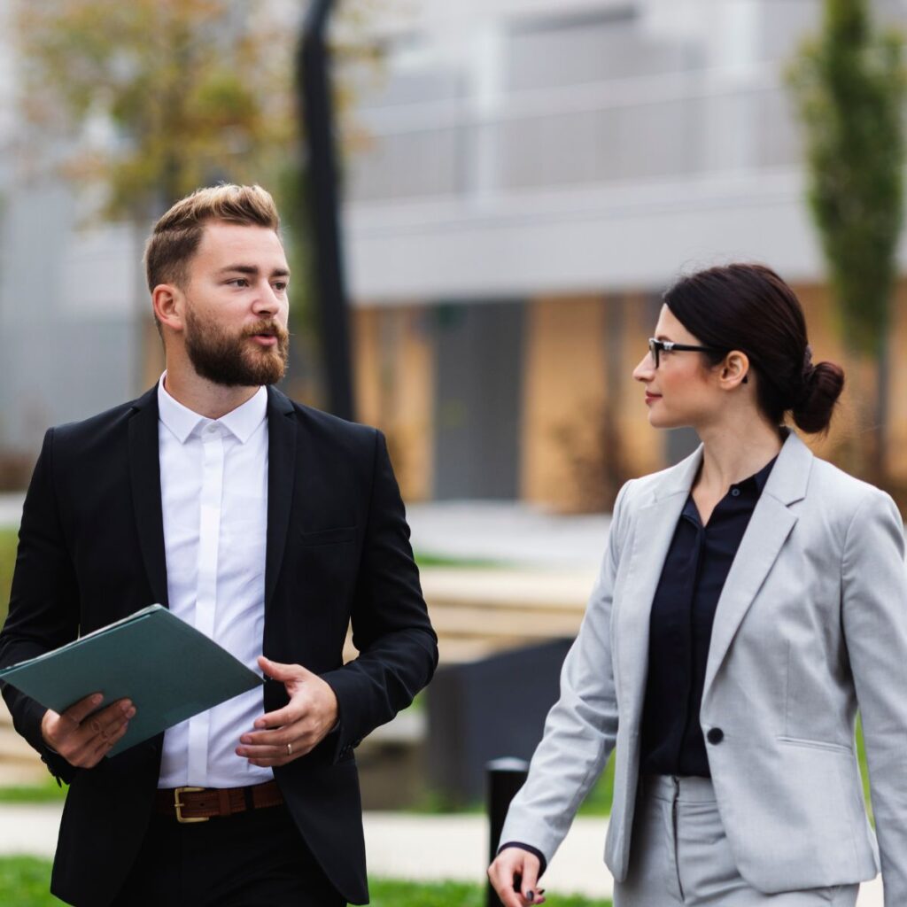 Two professionals walking